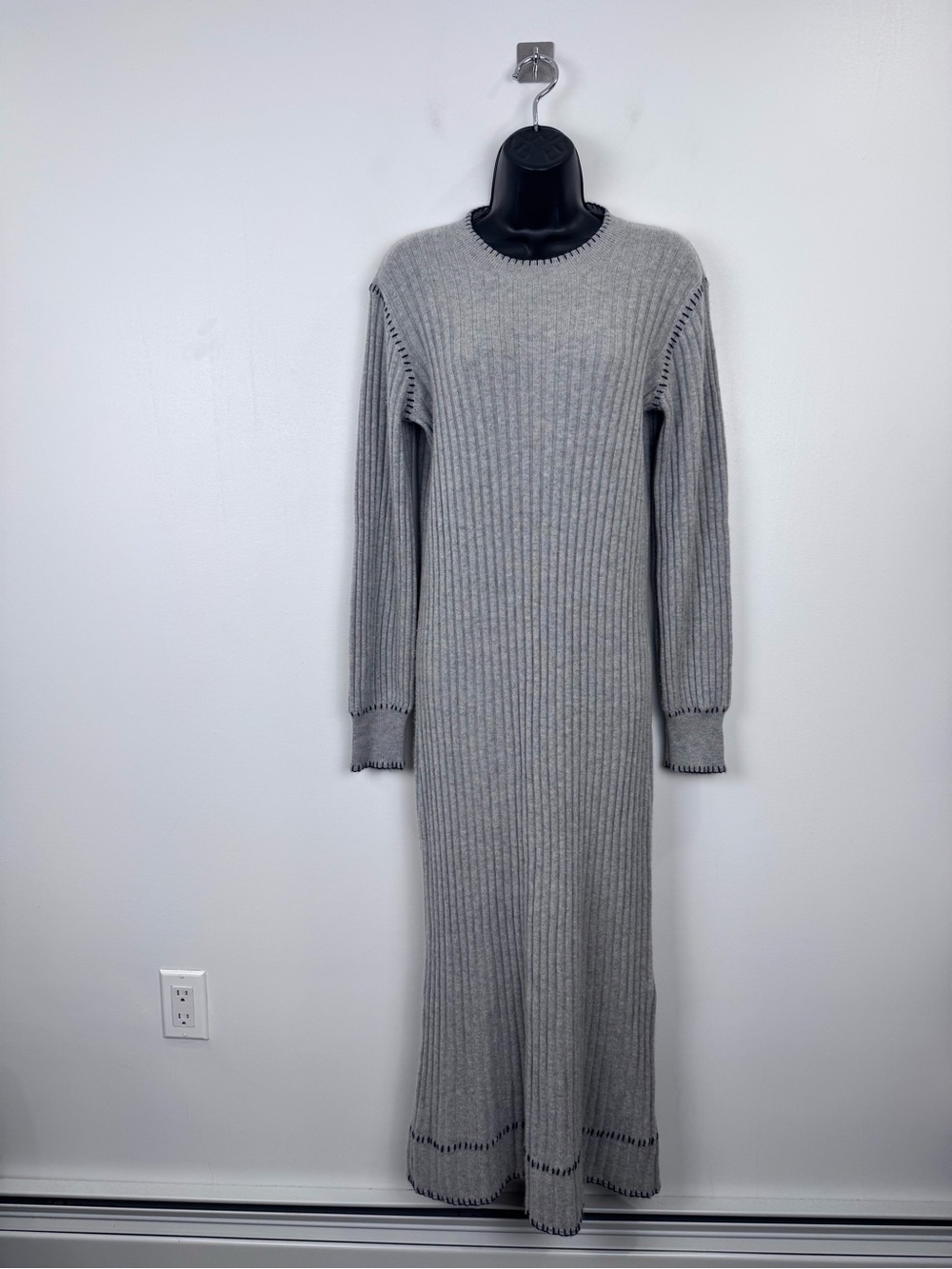 Lisa Yang Women Nette Cashmere Rib Grey Maxi Sweater Dress Size 1 S/M